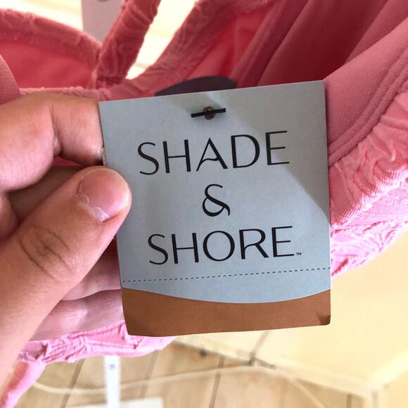 Shade & Shore NWT Women's Pink Jacquard Bikini Top Size 1X - Picture 3 of 8